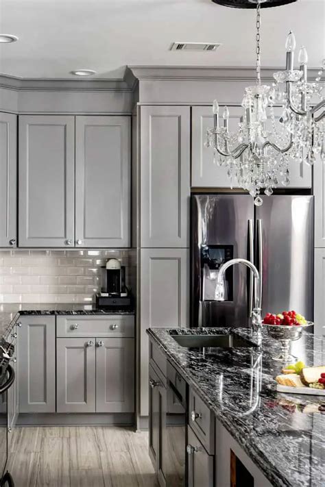 dark cabinet steel gray countertop|stained cabinets with black countertops.